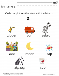 Learn the letter Z z find words that start with the letter z