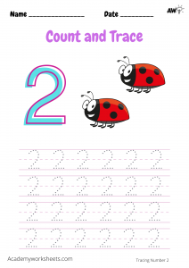 'number 2 tracing' is easy to learn with these tracing and counting activities