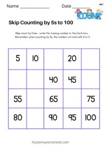 counting by 5s worksheets