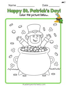 St. Patrick's pot of gold coloring sheet