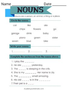 Noun worksheet