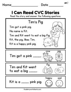 simple cvc reading comprehension