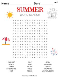 word search summer theme