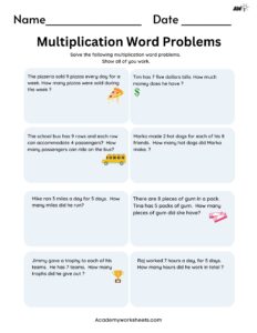 word problems math multiplication free worksheet