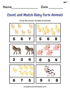 farm animals counting