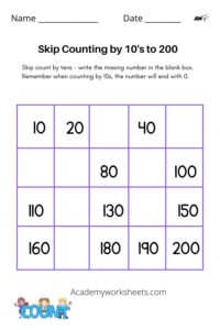 counting by tens free worksheet