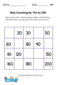 free worksheets counting by 10