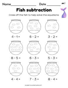 easy subtraction fish