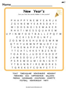 New Year puzzles printable