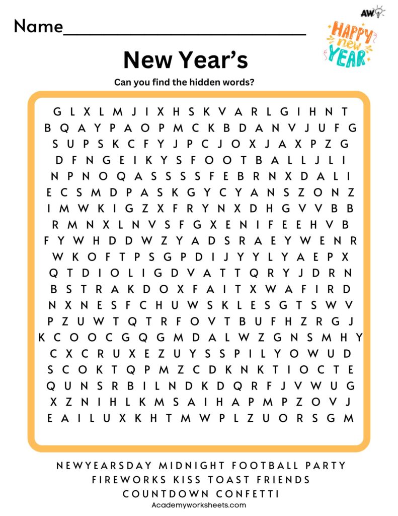 printable new year puzzle