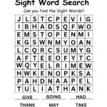 Grade one sight word word search
