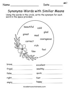 vocabulary words with similiar meanings